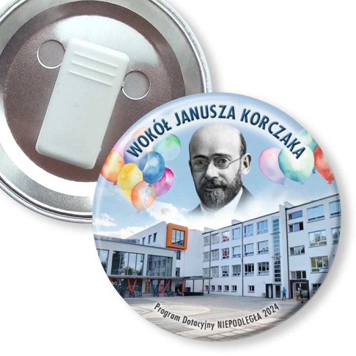 przypinka z żabką Wokół Janusza Korczaka