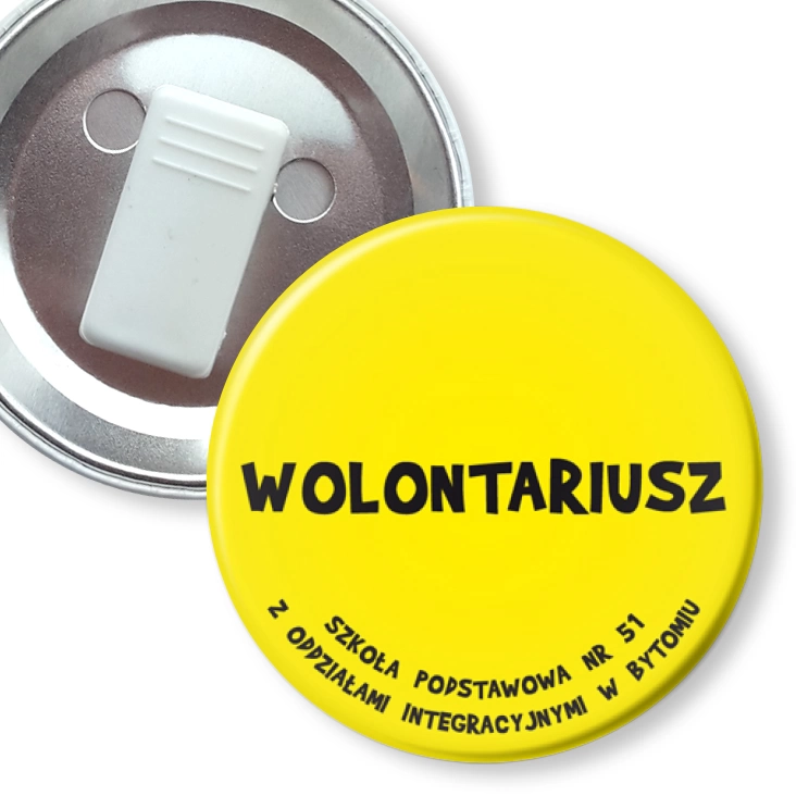 przypinka z żabką Wolontariusz SP nr 51 w Bytomiu