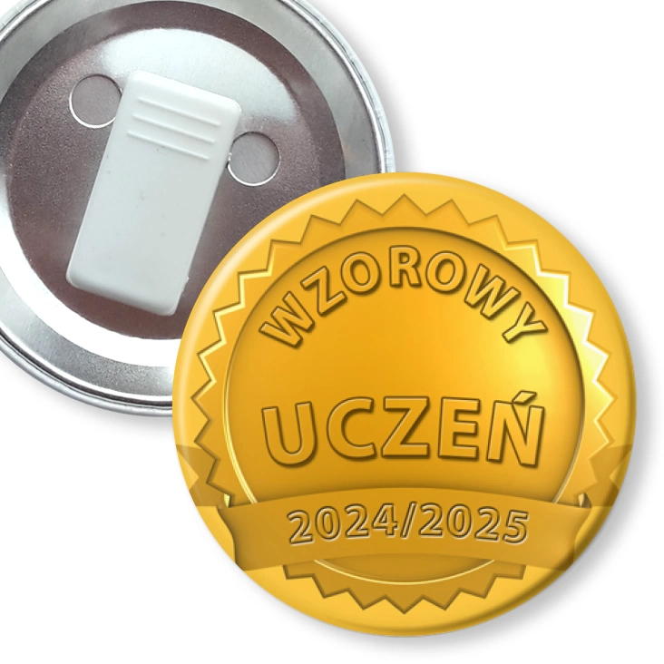 przypinka z żabką Wzorowy uczeń złoty medal