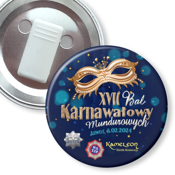 przypinka z żabką XVII Bal Karnawałowy Mundurowych