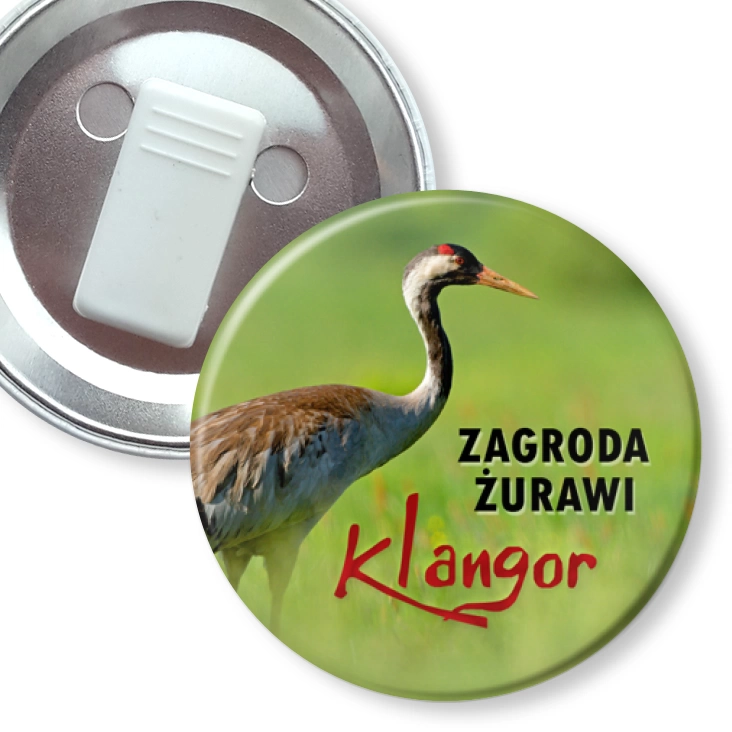 przypinka z żabką Zagroda Żurawi Klangor