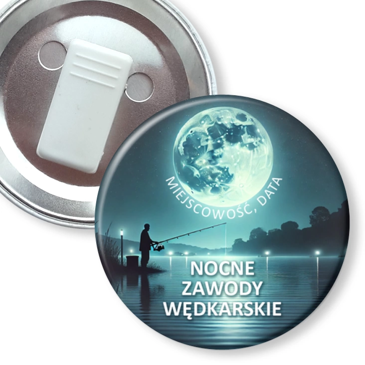 przypinka z żabką Zawody Wędkarskie Nocne
