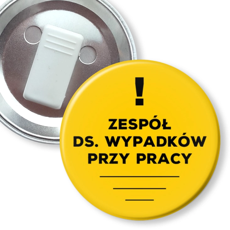 przypinka z żabką Zespół ds. wypadków przy pracy