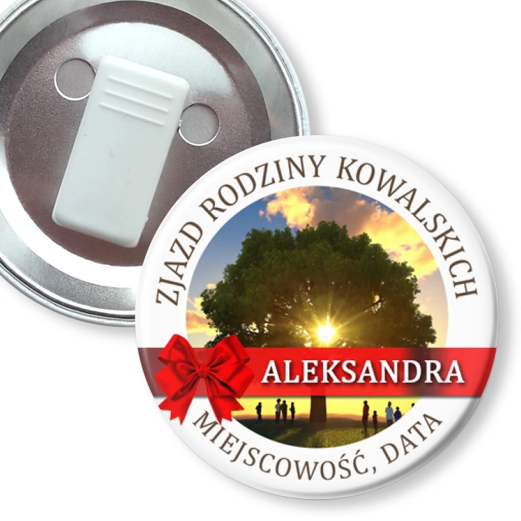 przypinka z żabką Zjazd Rodzinny Personalizacja