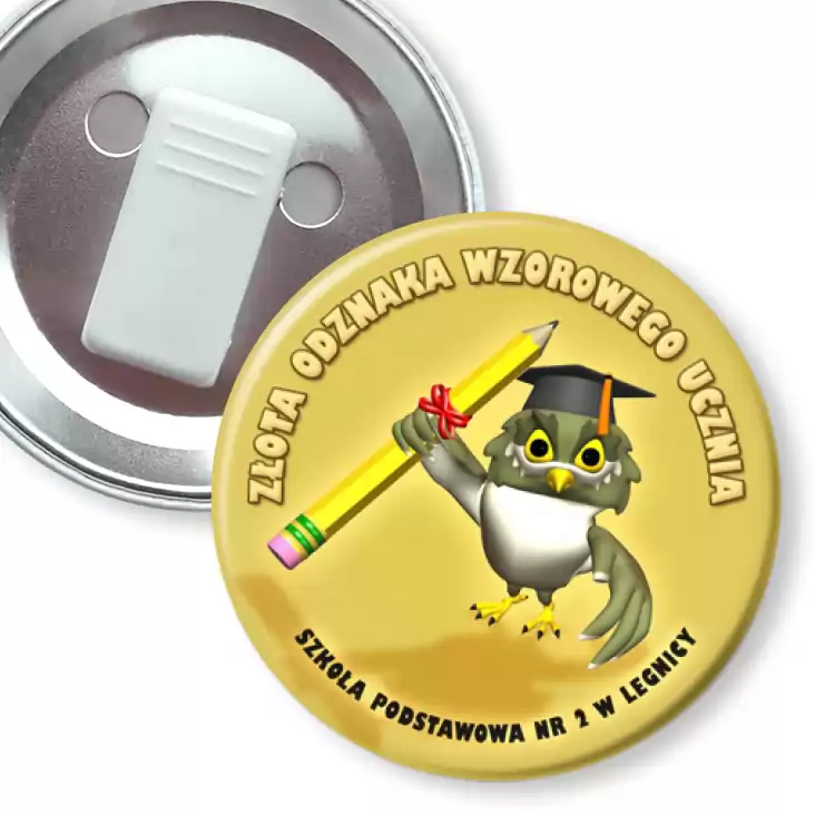 przypinka z żabką Złota Odznaka Wzorowego Ucznia Legnica