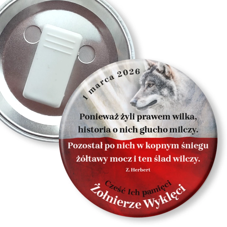 przypinka z żabką Żołnierze Wyklęci Wiersz Zbigniewa Herberta
