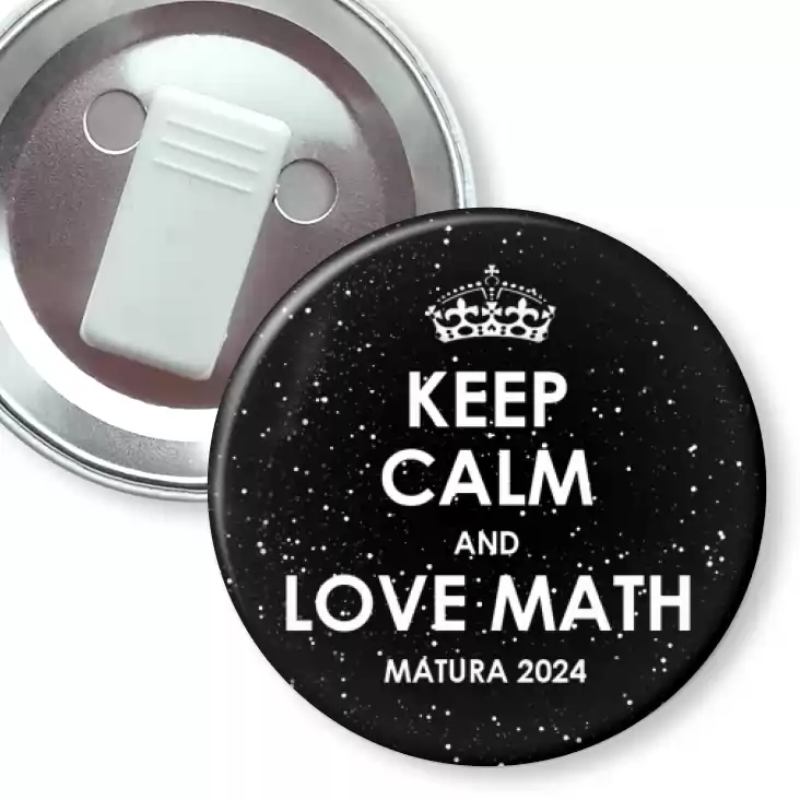 przypinka z żabką Matura Czarna Keep Calm and Love Math