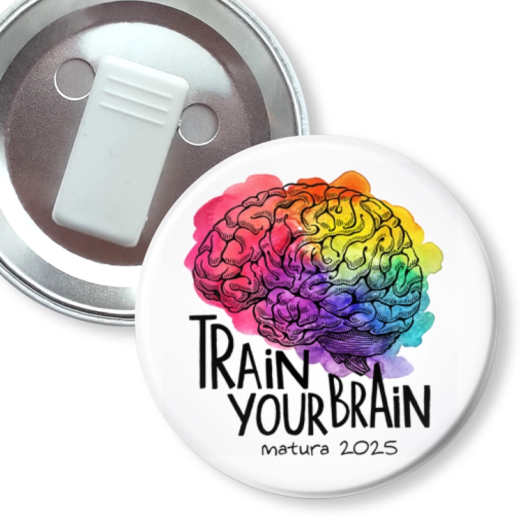 przypinka z żabką Matura Train Your Brain