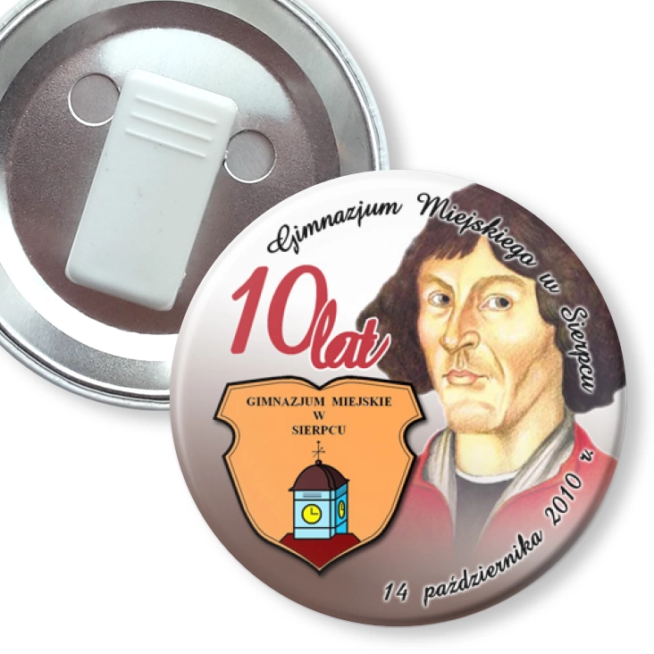 przypinka z żabką 10 lat Gimnazjum Miejskiego w Sierpcu