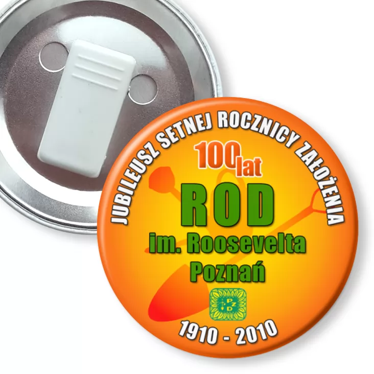 przypinka z żabką 100 lat ROD im. Roosevelta Poznań