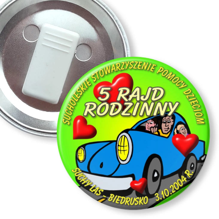 przypinka z żabką 5 Rajd Rodzinny Suchy Las - Biedrusko