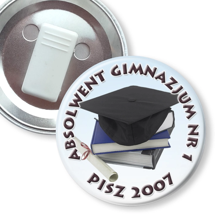 przypinka z żabką Absolwent Gimnazjum nr 1 w Piszu - 2007