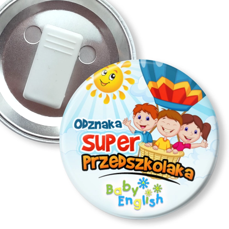 przypinka z żabką Baby English Odznaka Super Przedszkolaka