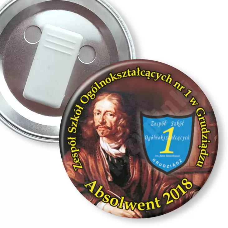 przypinka z żabką Absolwent ZSO nr 1 w Grudziądzu