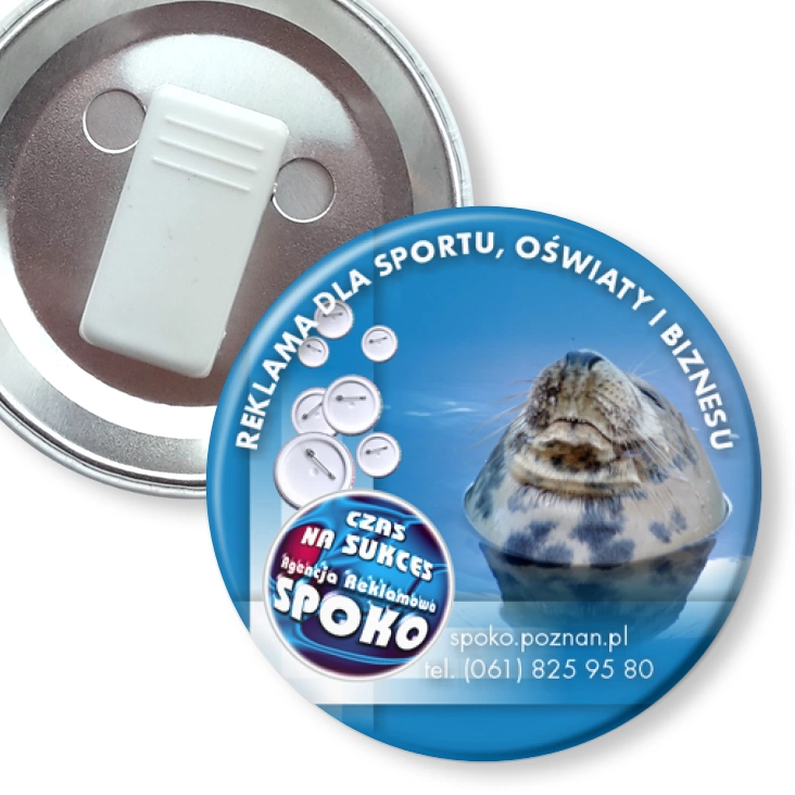 przypinka z żabką Agencja Reklamowa SPOKO