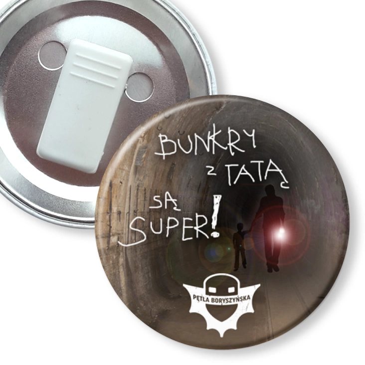 przypinka z żabką Bunkry z tatą są super!