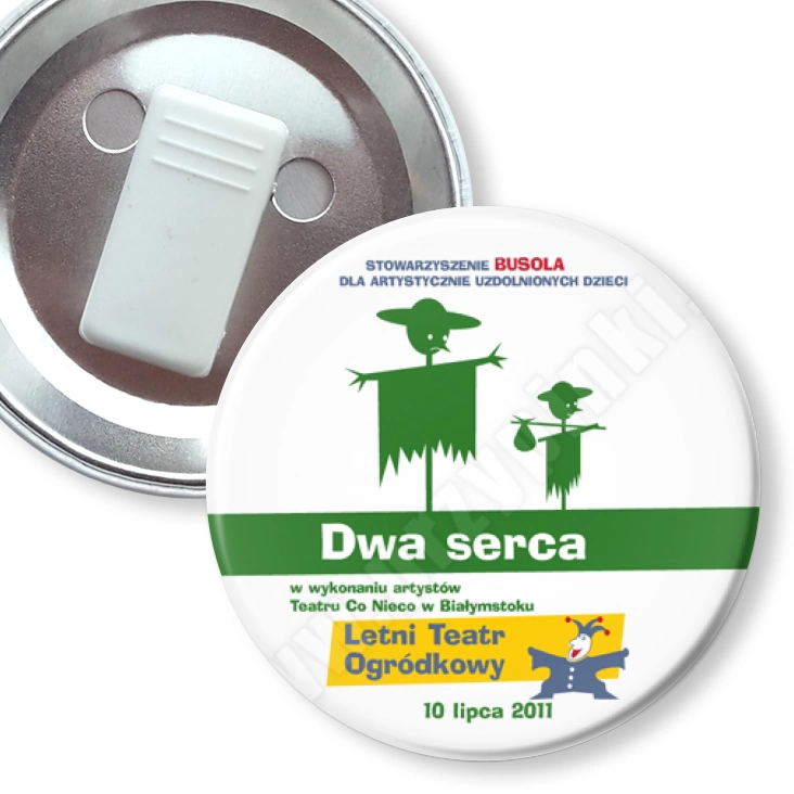 przypinka z żabką Dwa serca