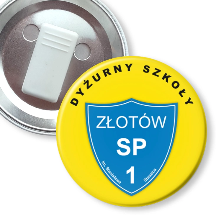 przypinka z żabką Dyżurny Szkoły