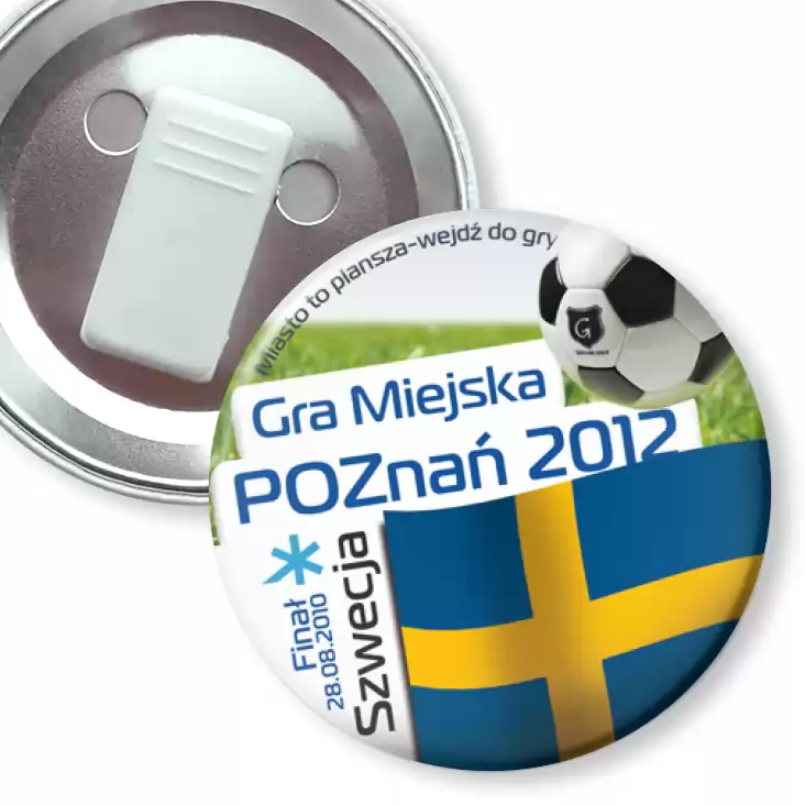 przypinka z żabką Gra Miejska - Poznań 2012 - Szwecja