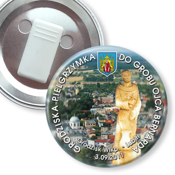 przypinka z żabką Grodziska Pielgrzymka do grobu ojca Bernarda