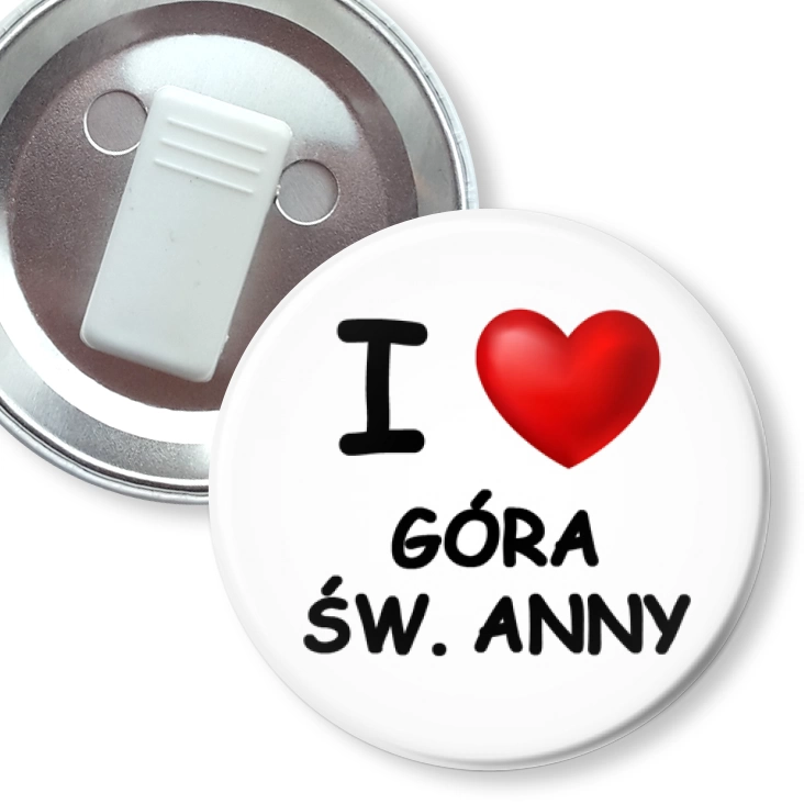 przypinka z żabką I love Góra św. Anny