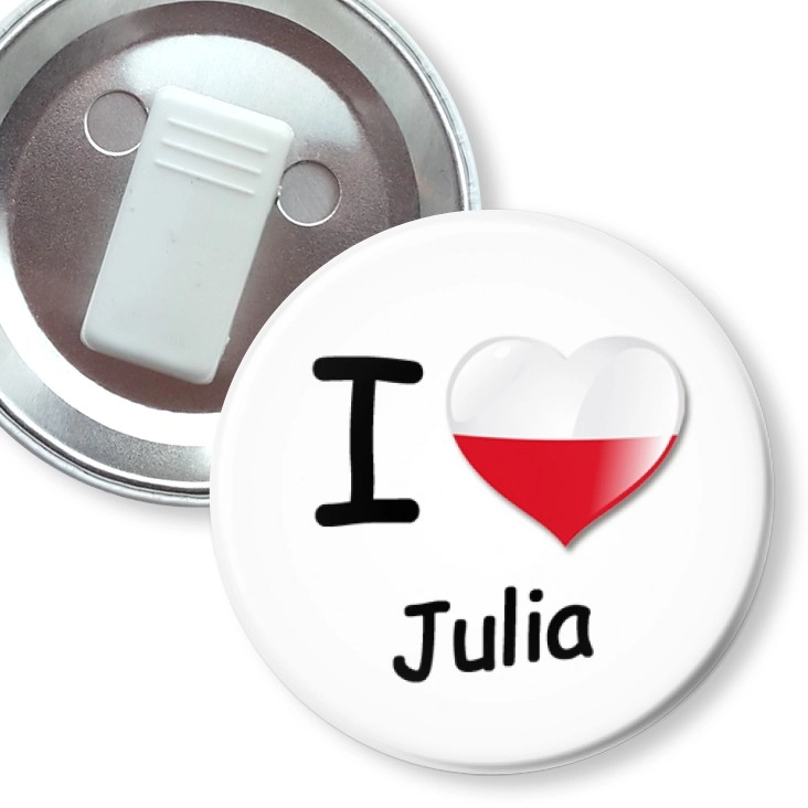 przypinka z żabką I love Julia