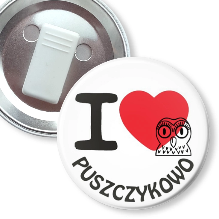 przypinka z żabką I love Puszczykowo