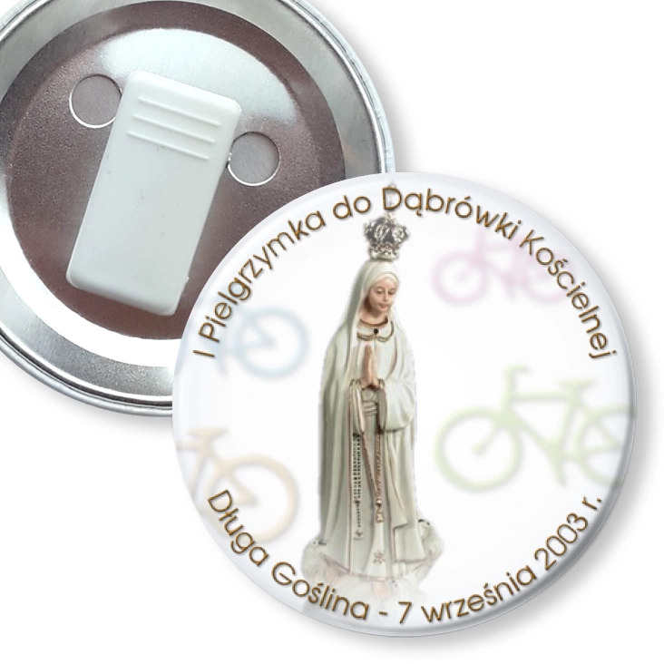 przypinka z żabką I Pielgrzymka do Dąbrówki Kościelnej