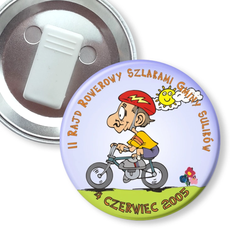 przypinka z żabką II Rajd Rowerowy Szlakami Gminy Sulików