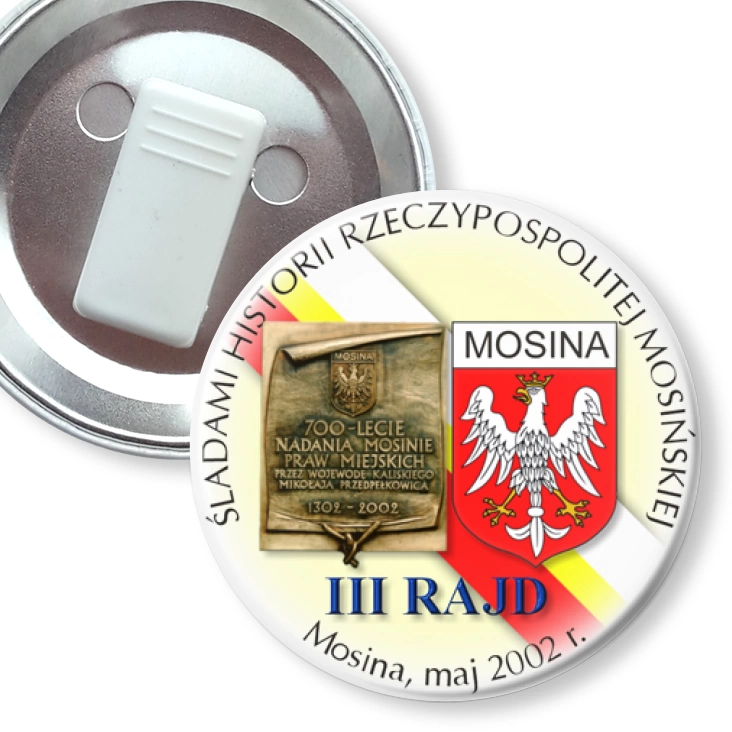 przypinka z żabką III RAJD Śladami Historii Rzeczypospolitej Mosińskiej