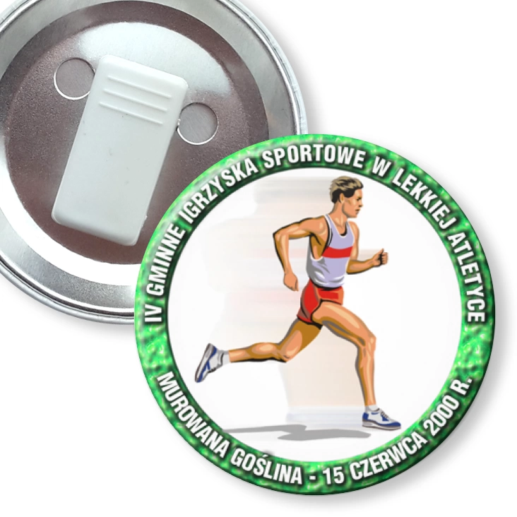przypinka z żabką IV Gminne Igrzyska Sportowe w Lekkiej Atletyce