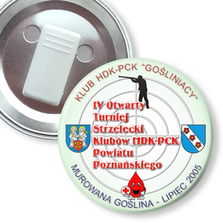 przypinka z żabką IV Otwarty Turniej Strzelecki Klubów NDK-PCK Powiatu Poznańskiego