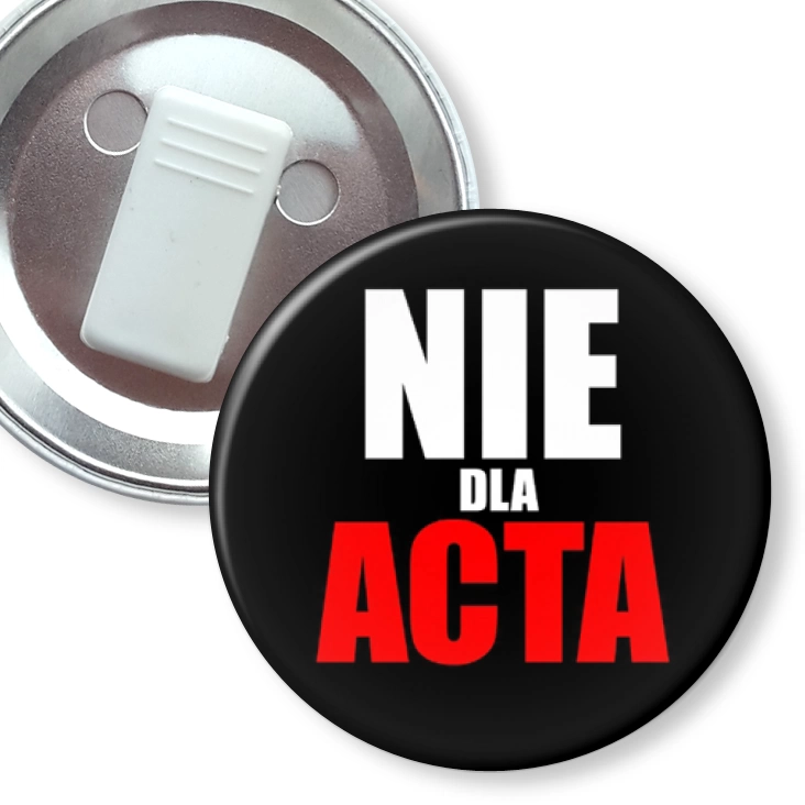 przypinka z żabką Nie dla ACTA