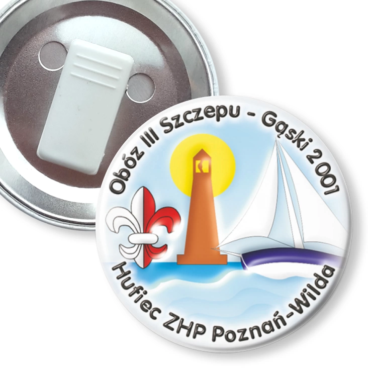 przypinka z żabką Obóz III Szczepu - Gąski