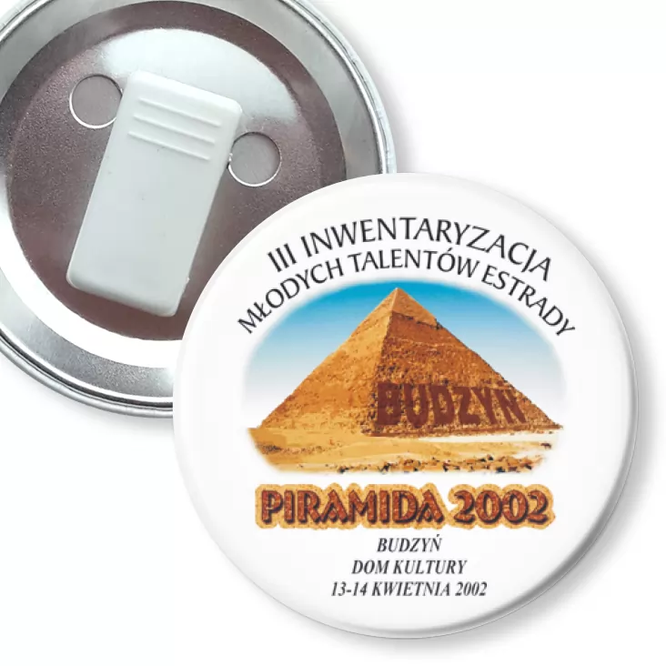 przypinka z żabką Piramida 2002 - Budzyń