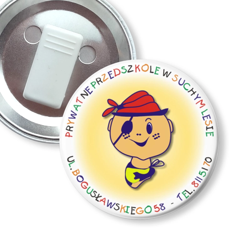przypinka z żabką Prywatne Przedszkole w Suchym Lesie