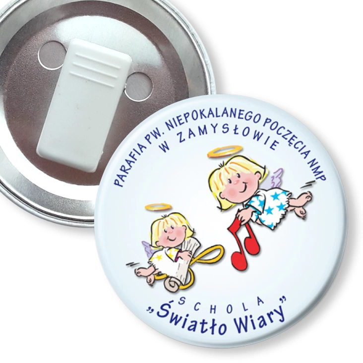 przypinka z żabką Schola Światło Wiary