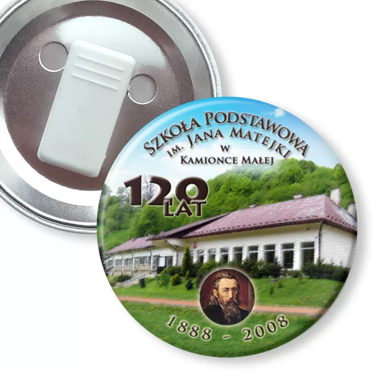 przypinka z żabką SP w Kamionce Małej