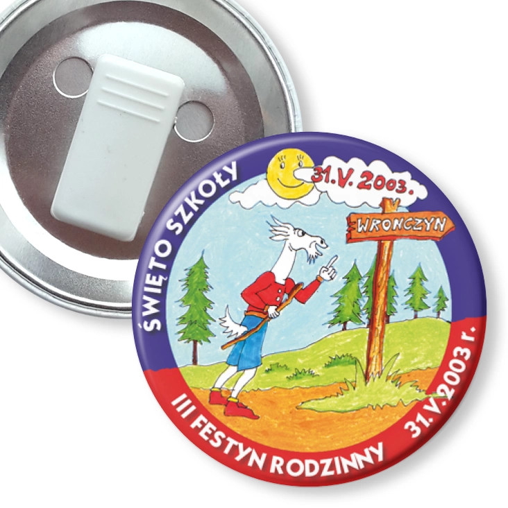 przypinka z żabką Święto Szkoły we Wronczynie 2003
