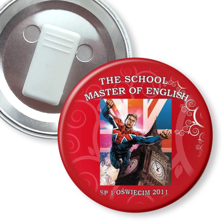 przypinka z żabką The school master of english
