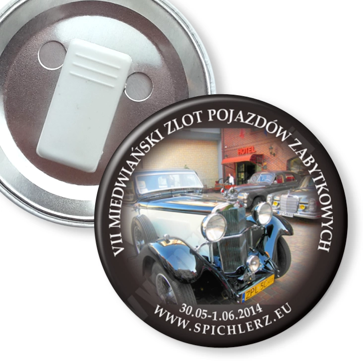 przypinka z żabką VII Miedwiański Zlot Samochodów Zabytkowych