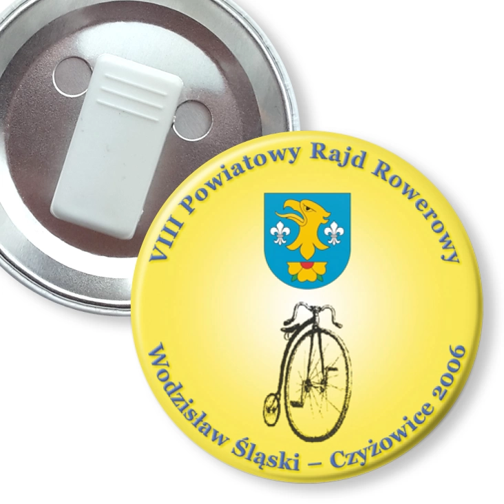 przypinka z żabką VIII Powiatowy Rajd Rowerowy