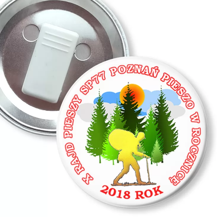 przypinka z żabką X Rajd Pieszy SP 77 Poznań - 2018