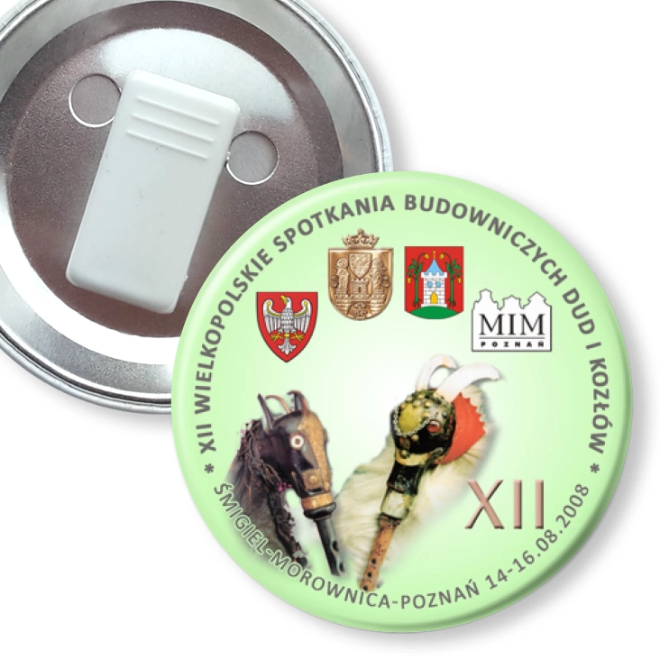 przypinka z żabką XII IWielkopolskie Spotkania Budowniczych Dud i Kozłów