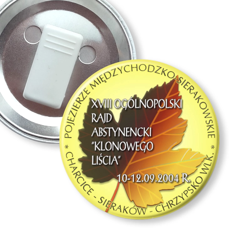przypinka z żabką XVIII Ogólnopolski Rajd Abstynencki Klonowego Liścia