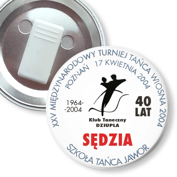 przypinka z żabką XXV Międzynarodowy Turniej Tańca - SĘDZIA