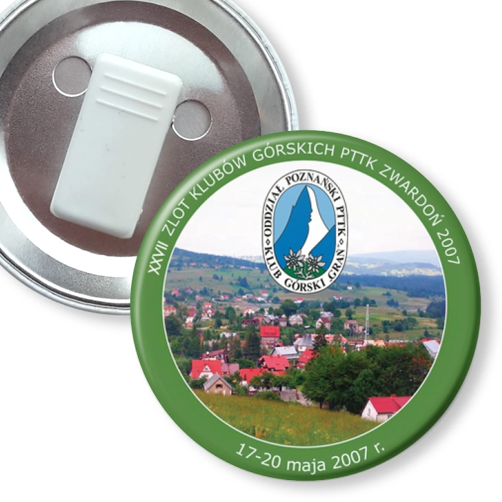 przypinka z żabką XXVII Zlot Klubów Górskich PTTK Zwardoń 2007