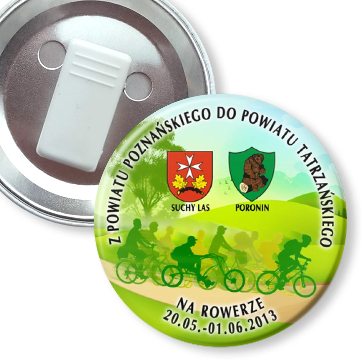 przypinka z żabką Z powiatu poznańskiego do powiatu tatrzańskiego na rowerze