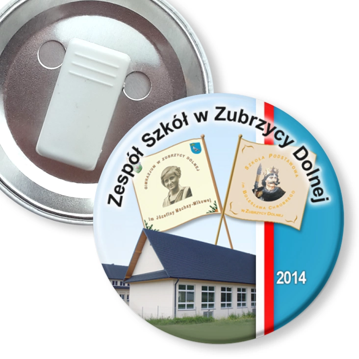 przypinka z żabką Zespół Szkół w Zubrzycy Dolnej