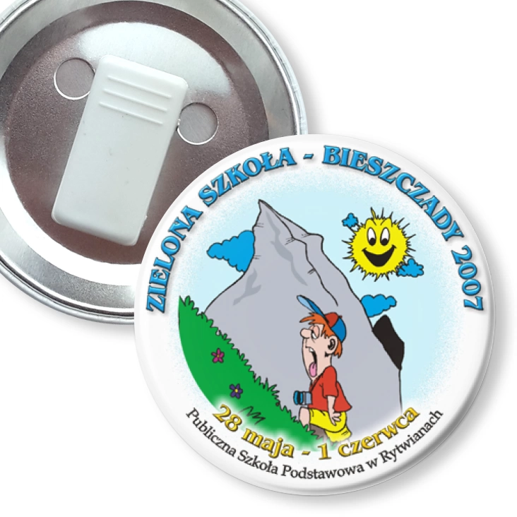 przypinka z żabką Zielona Szkoła - Bieszczady 2007